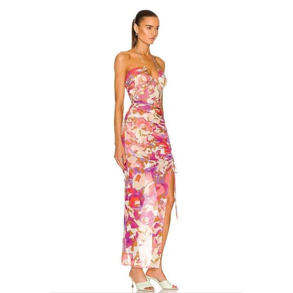 Nicholas Maeve Floral Ruched Dress Pink Abstract Floral Size XS - Picture 3 of 12